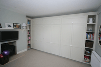 Bespoke Wardrobes with Window seats and Dresser Panorama, Click for Enlargements, Several pictures (0.7 mb each.)