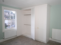 Twin Bespoke Fitted Wardrobes showing Half Height Hanging Space, Click for Enlargement 2 (0.6 mb.)