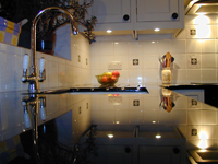 Polished Acrylic Stone Worktop and Integrated Draining Board in +Hand-painted Bespoke Shaker Kitchen. Enlargement 5 (0.6 mb).