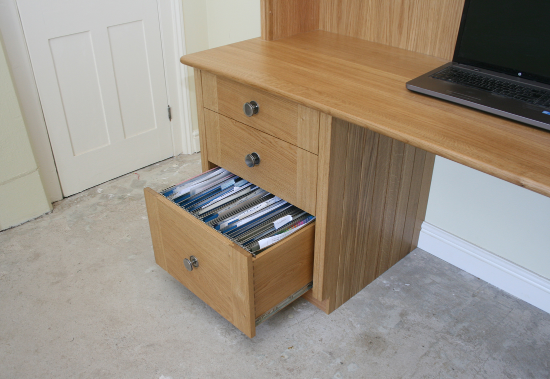 Click for next picture of Oak Filing Cabinet showing drawers open further