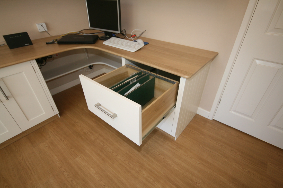 Detail showing Filing Cabinet drawers, Bespoke Home Office, Westbury, Enlargement 8A. Click on image to return to Bespoke Hand Painted Home Office with Oak Desk, Bookshelves, Cupboards, Filing Cabinets and Wardrobe main page.
