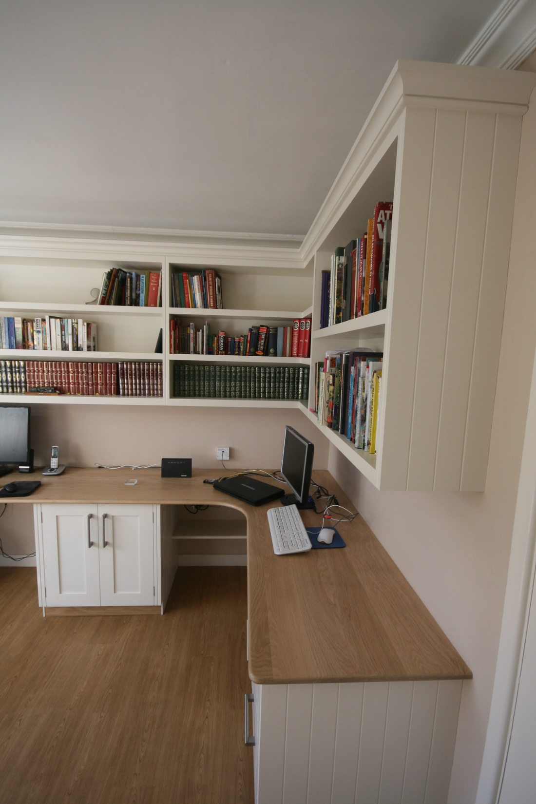 Back to Bespoke Hand Painted Home Office with Oak Desk, Bookshelves, Cupboards, Filing Cabinets and Wardrobe main page.