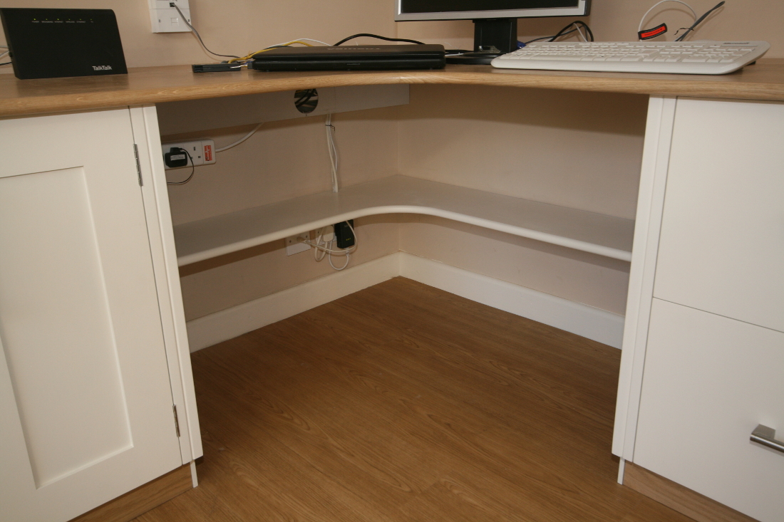 Bespoke Office Computer Peripheral Equipment Shelf Under Oak Desk